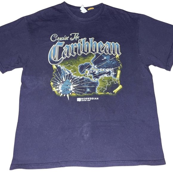 Vintage Cruise The Caribbean Islands Faded Navy TShirt Mens XL (fits Large) - Picture 1 of 4